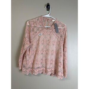 Sophie rue large. Pink top lace overlay  key hole back nwt